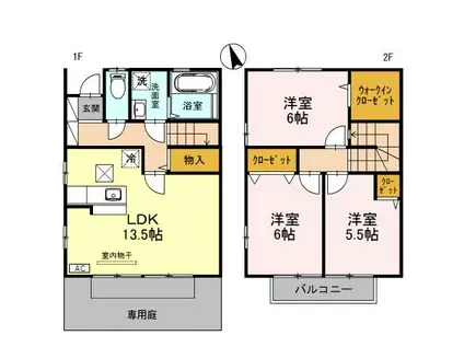 HOLY1C(3LDK/1階)の間取り写真
