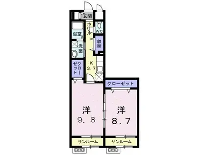 アルドール天神(2K/2階)の間取り写真