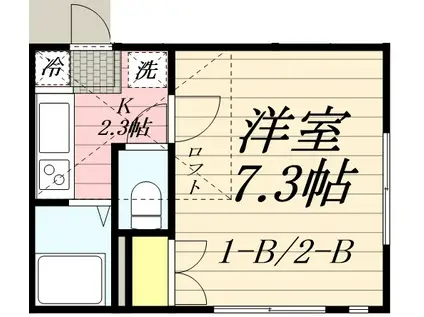 ウェブルームUNIVERSITY(1K/2階)の間取り写真