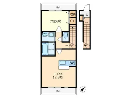 スウィート ホーム 2(1LDK/2階)の間取り写真