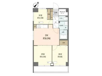 用賀マンション 4階(3DK/4階)の間取り写真