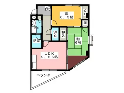 ハーモニーヒルズV(2LDK/2階)の間取り写真