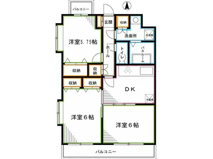 レジェンド成田(3DK/2階)の間取り写真