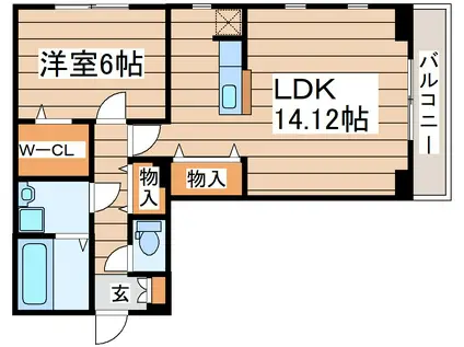 サゥーヂビバ荒井(1LDK/3階)の間取り写真