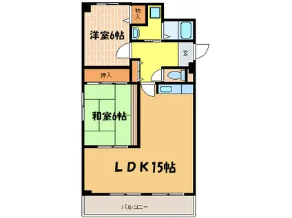 SUN WOODS(2LDK/6階)の間取り写真