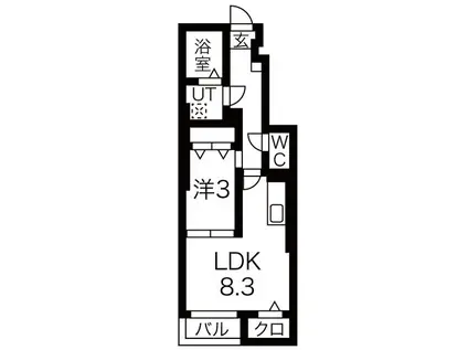ラ・ベル・シャンブル(1LDK/1階)の間取り写真