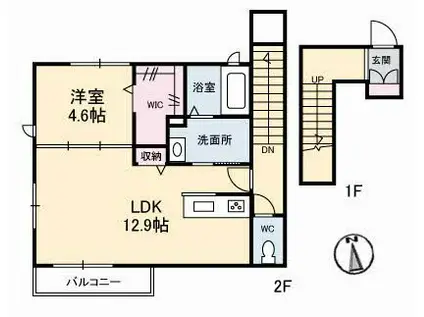 フェリエス(1LDK/2階)の間取り写真