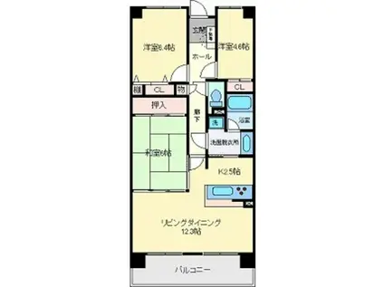 トーカンマンション盛岡駅前プラザ壱番館(3LDK/12階)の間取り写真