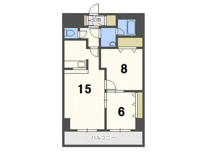 クレア南郷(2LDK/11階)の間取り写真