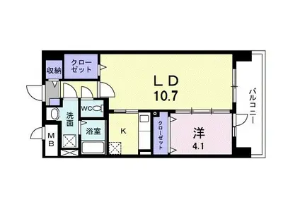 アベニール国立(1LDK/3階)の間取り写真