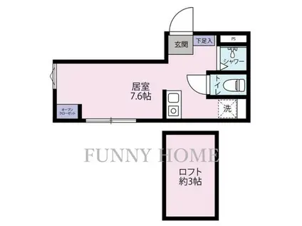 CRESTA松陰(ワンルーム/3階)の間取り写真