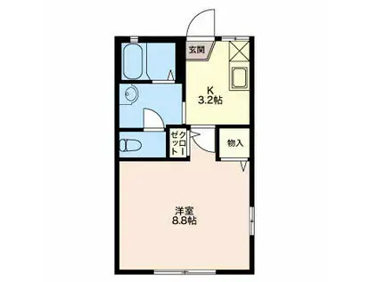 ディアスフローラ B セ(1K/2階)の間取り写真