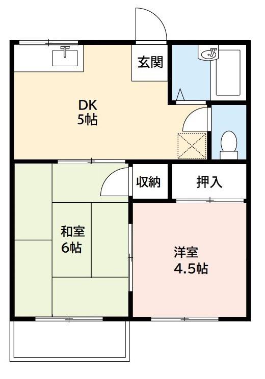 サンフォレスト 森(2DK/2階)の間取り写真
