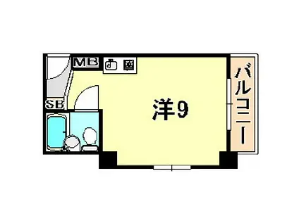 フリックコート三宮(ワンルーム/2階)の間取り写真