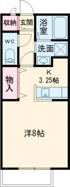 ヴィラージュ(1K/1階)の間取り写真