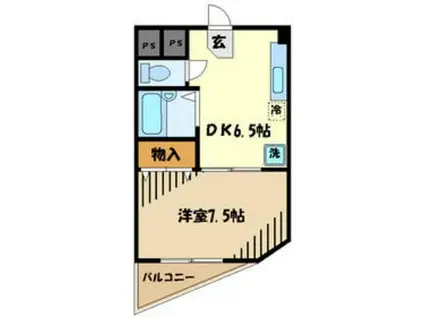 クレール宮沢(1DK/2階)の間取り写真