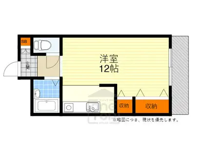 アーネスト山手1(ワンルーム/4階)の間取り写真