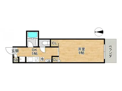 山仁サツキハイツII(1DK/3階)の間取り写真