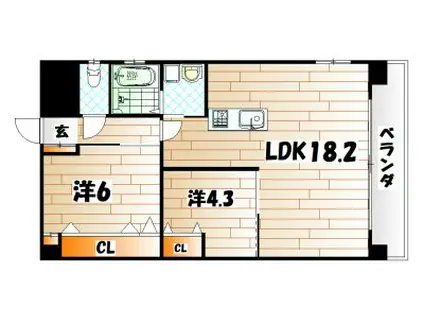 テイアイビル VIII(2LDK/8階)の間取り写真