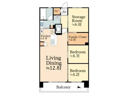 八王子レジデンス(2SLDK/8階)の間取り写真