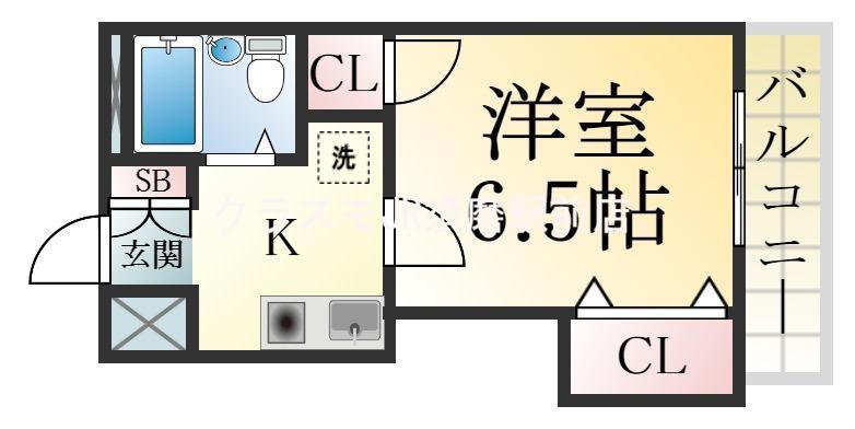 須磨パークアベニュー(1K/4階)の間取り写真