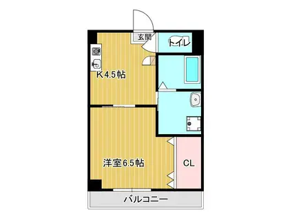 パールホームズ稗田(1K/3階)の間取り写真