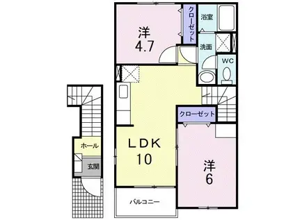 コンドミニアム国分A(2LDK/2階)の間取り写真