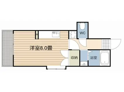 ロイヤルパレス荒田(ワンルーム/4階)の間取り写真