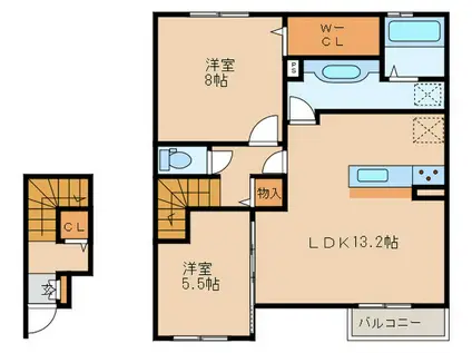 ロック・ベイレーク(2LDK/2階)の間取り写真