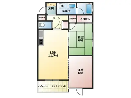 ヒューマンビルド南越谷101(2LDK/1階)の間取り写真