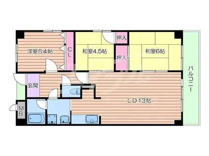 エミネンス辻本II(3LDK/4階)の間取り写真