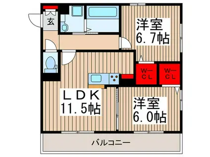 リヴェールコート(2LDK/3階)の間取り写真