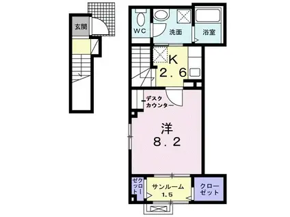 ジュネスII(1K/2階)の間取り写真