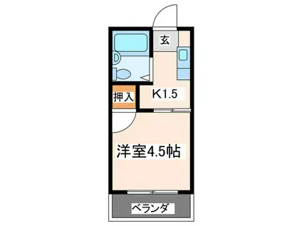 ベイルーム下倉田(1K/1階)の間取り写真
