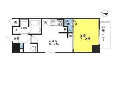 メルヴェーユイイダ北園(1LDK/4階)の間取り写真