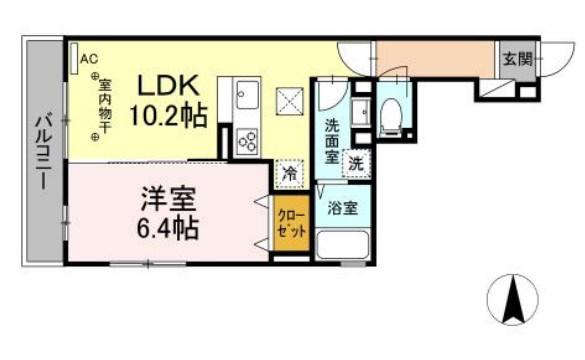 小田急江ノ島線 湘南台駅 徒歩7分 3階建 築3年(1LDK/2階)の間取り写真