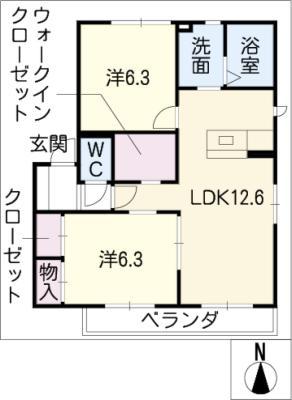 ステラ貴船(2LDK/3階)の間取り写真