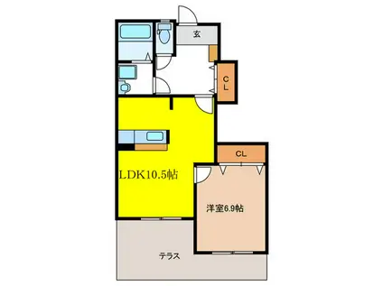 プチヴィラージュII(1LDK/1階)の間取り写真