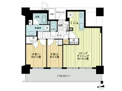 パークタワーあすと長町(2SLDK/18階)の間取り写真