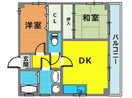 クレスト羽坂(2DK/3階)の間取り写真