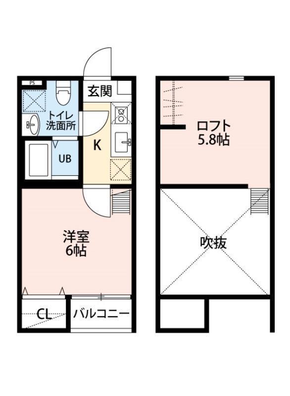 CAROLINA長町(1K/2階)の間取り写真