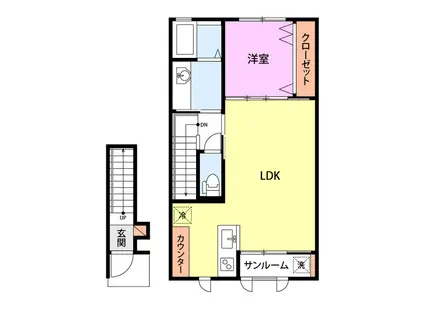 CASA BUONA VITA III B棟(1LDK/2階)の間取り写真