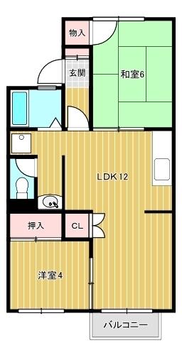 グリーンハイツ楓(2LDK/2階)の間取り写真