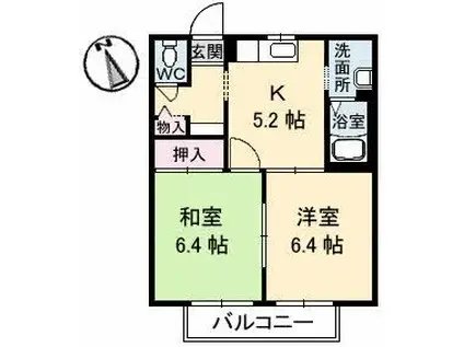 シャーメゾンシャリテA棟(2K/2階)の間取り写真