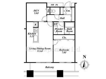 芝浦アイランド エアタワー(1SLDK/32階)の間取り写真