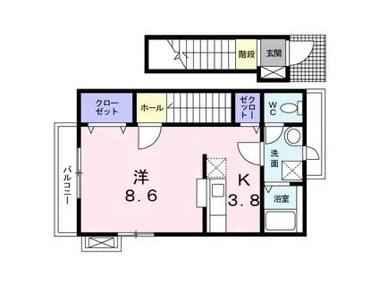 プリマベーラ B(1K/2階)の間取り写真