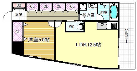 レジュールアッシュ福島(1LDK/3階)の間取り写真