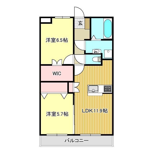 シェルコート(2LDK/2階)の間取り写真