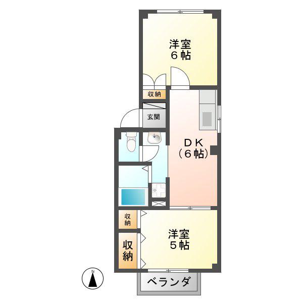 ブレスト南山 A・B(2DK/1階)の間取り写真