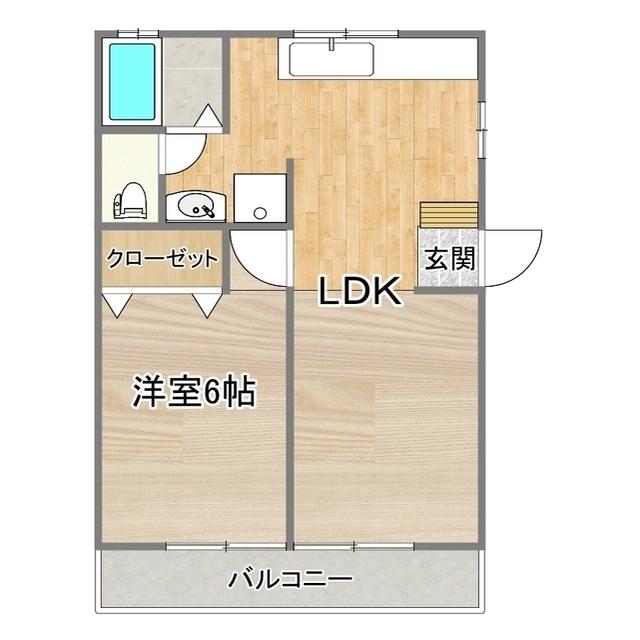 石田ハイツ(1LDK/1階)の間取り写真